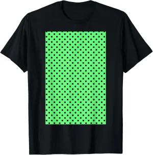 1980'S SMALL POLKADOT GEOMETRIC PATTERN MINT GREEN AND BLACK T-Shirt