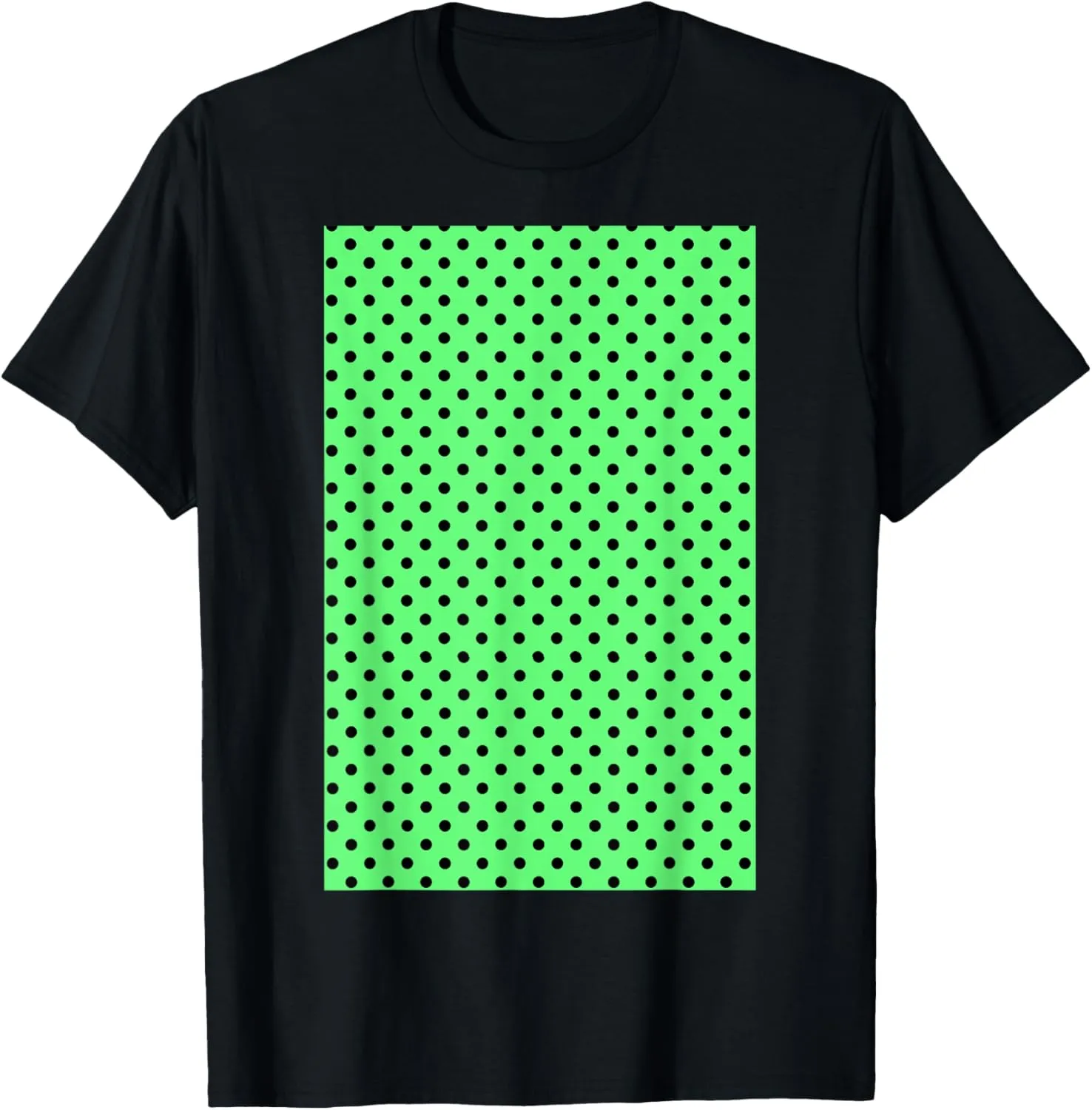 1980'S SMALL POLKADOT GEOMETRIC PATTERN MINT GREEN AND BLACK T-Shirt