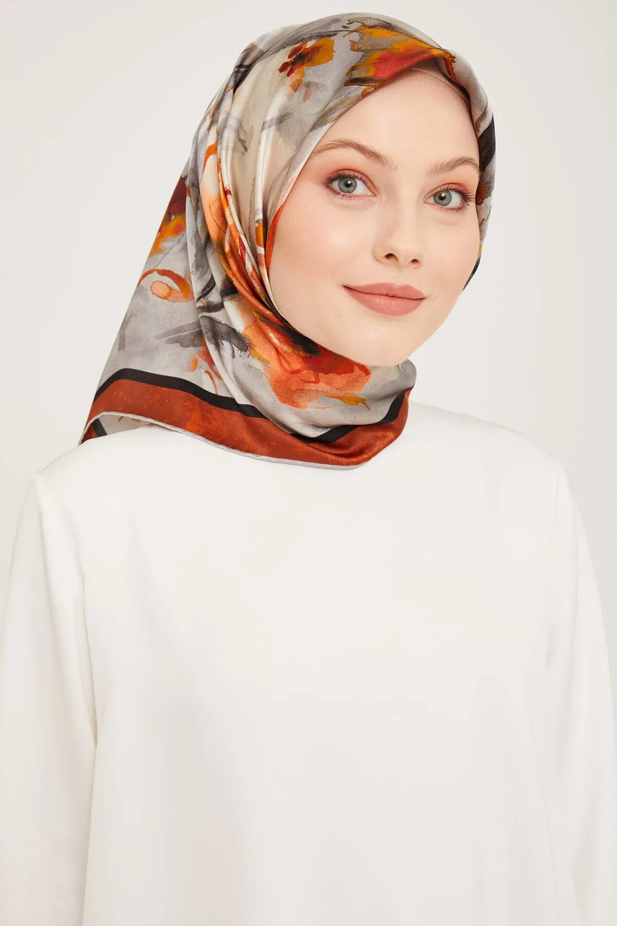 Armine Iris Floral Silk Scarf #37