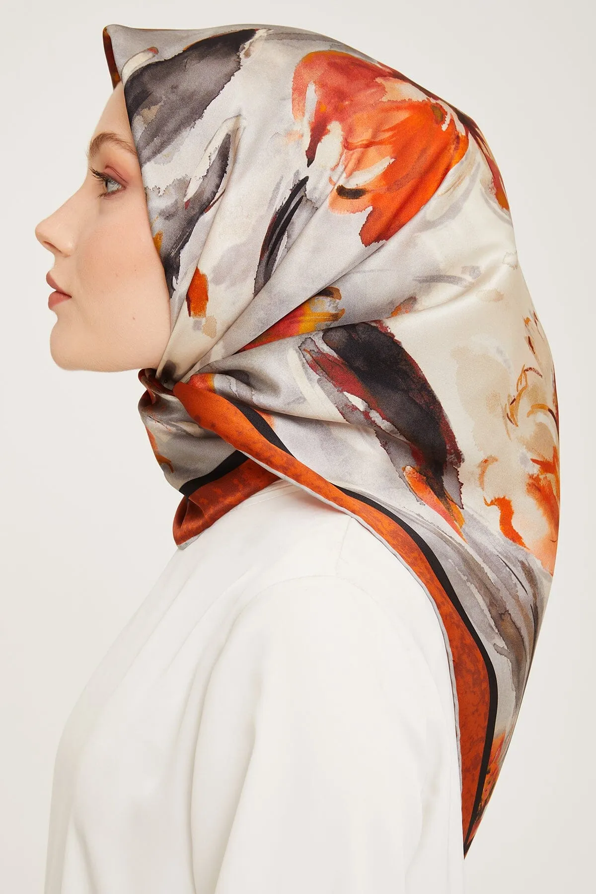 Armine Iris Floral Silk Scarf #37