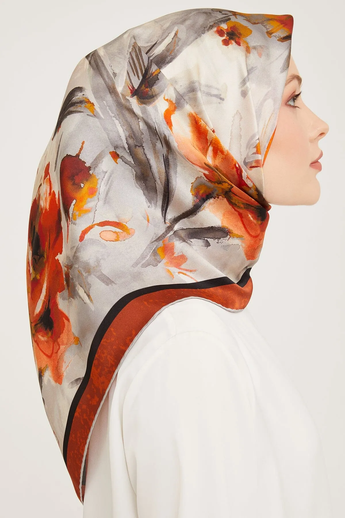 Armine Iris Floral Silk Scarf #37