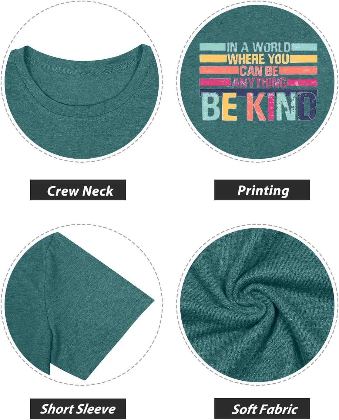 Be Kind Shirt Women Kindness Teacher Shirts Cute Graphic Tee Inspirational Blessed Short Sleeve Tops