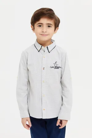 Boys Beige Embroidered Shirt
