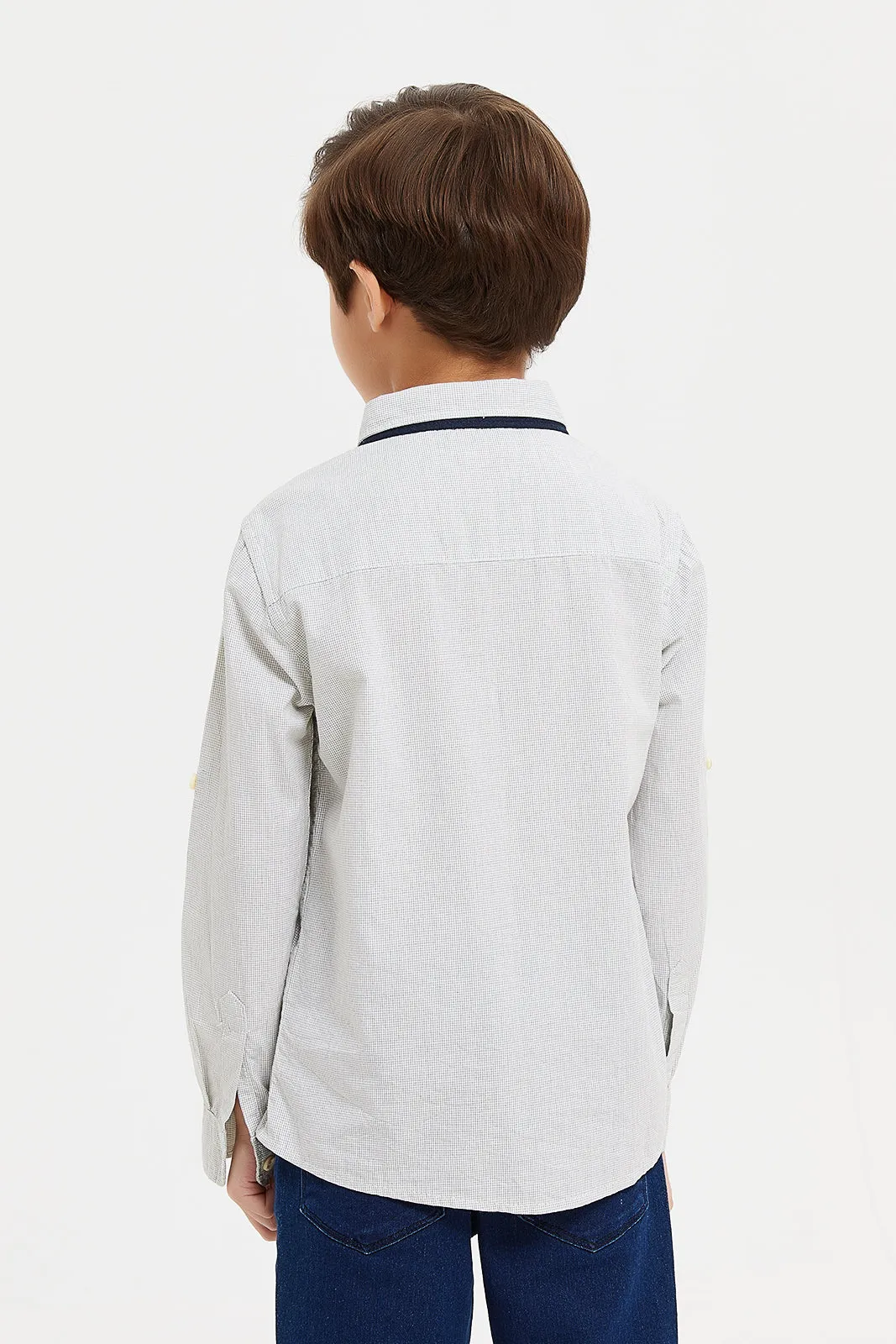 Boys Beige Embroidered Shirt