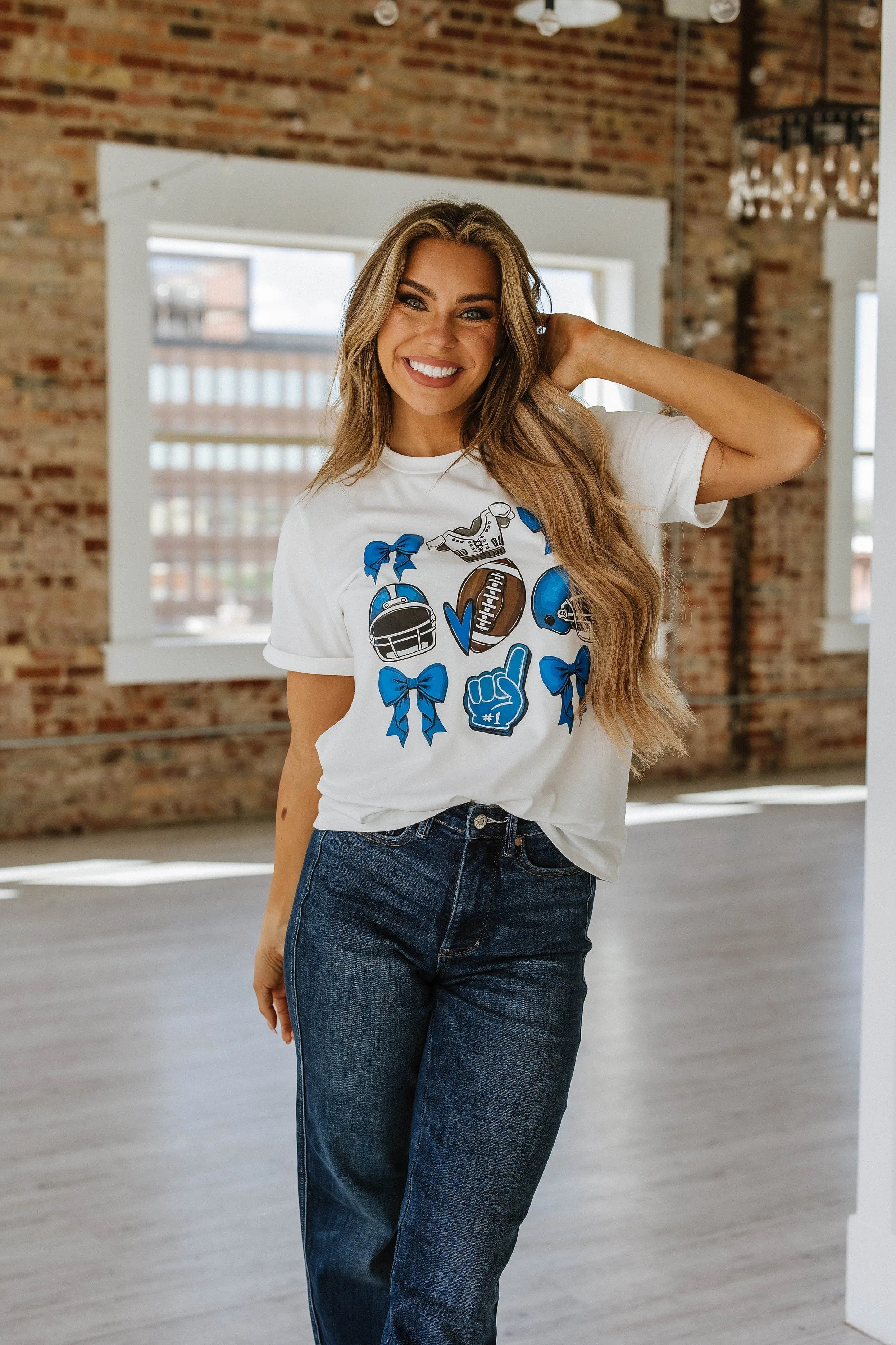 Cheer Helmet & Bow Graphic Tee | S-2XL | PRE ORDER