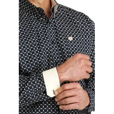 Cinch Men's Diamond Print Button-Down Western Shirt - Navy