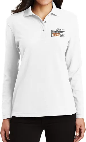 Custom Embroidered Long Sleeve Polo Shirt for Women Personalized Embroidery Text
