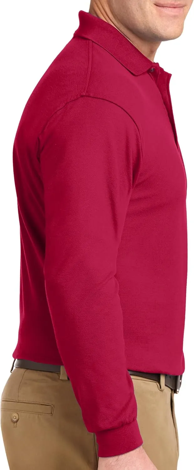 Custom Embroidered Long Sleeve Polo Shirts for Men Personalized Embroidery Add Your Name Text