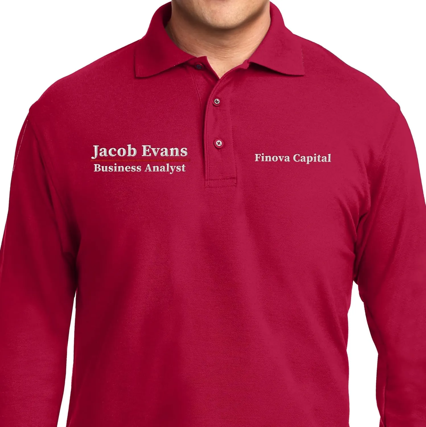 Custom Embroidered Long Sleeve Polo Shirts for Men Personalized Embroidery Add Your Name Text