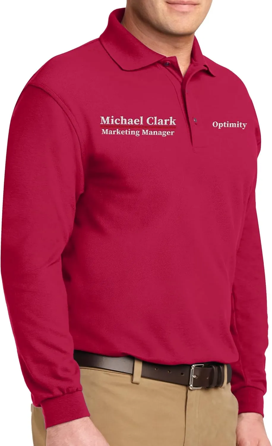 Custom Embroidered Long Sleeve Polo Shirts for Men Personalized Embroidery Add Your Name Text