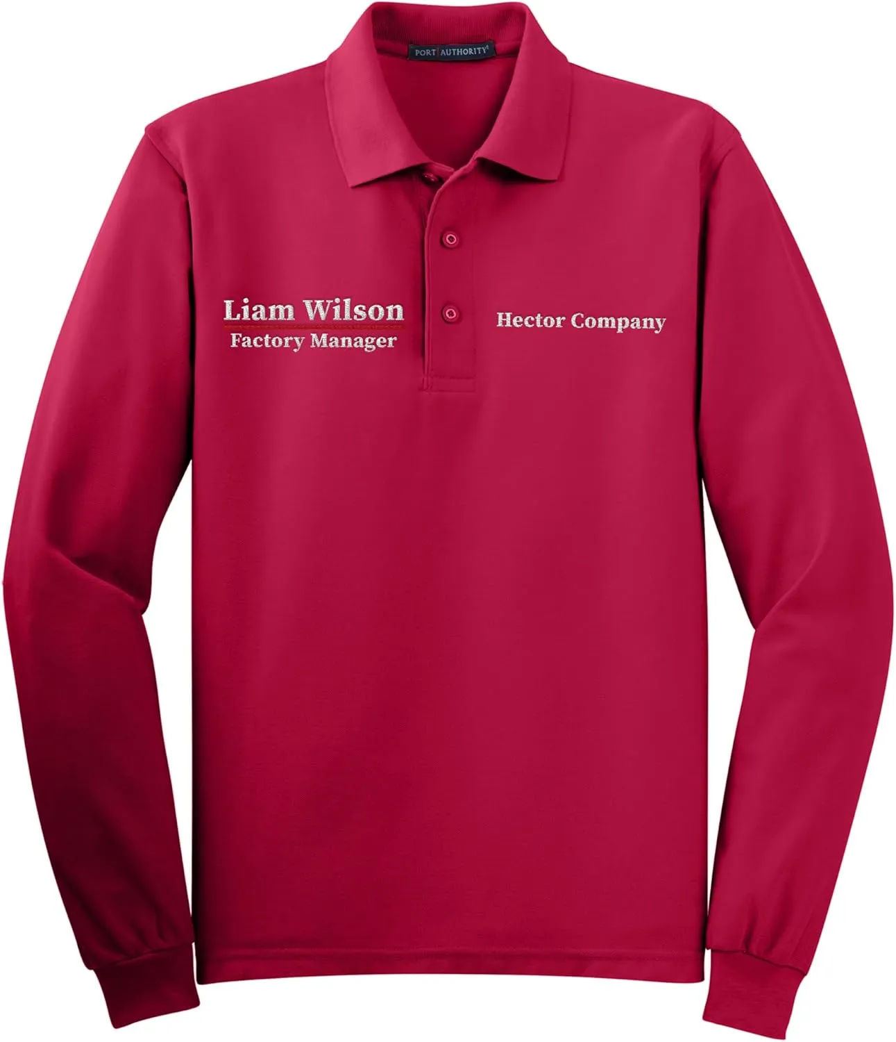Custom Embroidered Long Sleeve Polo Shirts for Men Personalized Embroidery Add Your Name Text