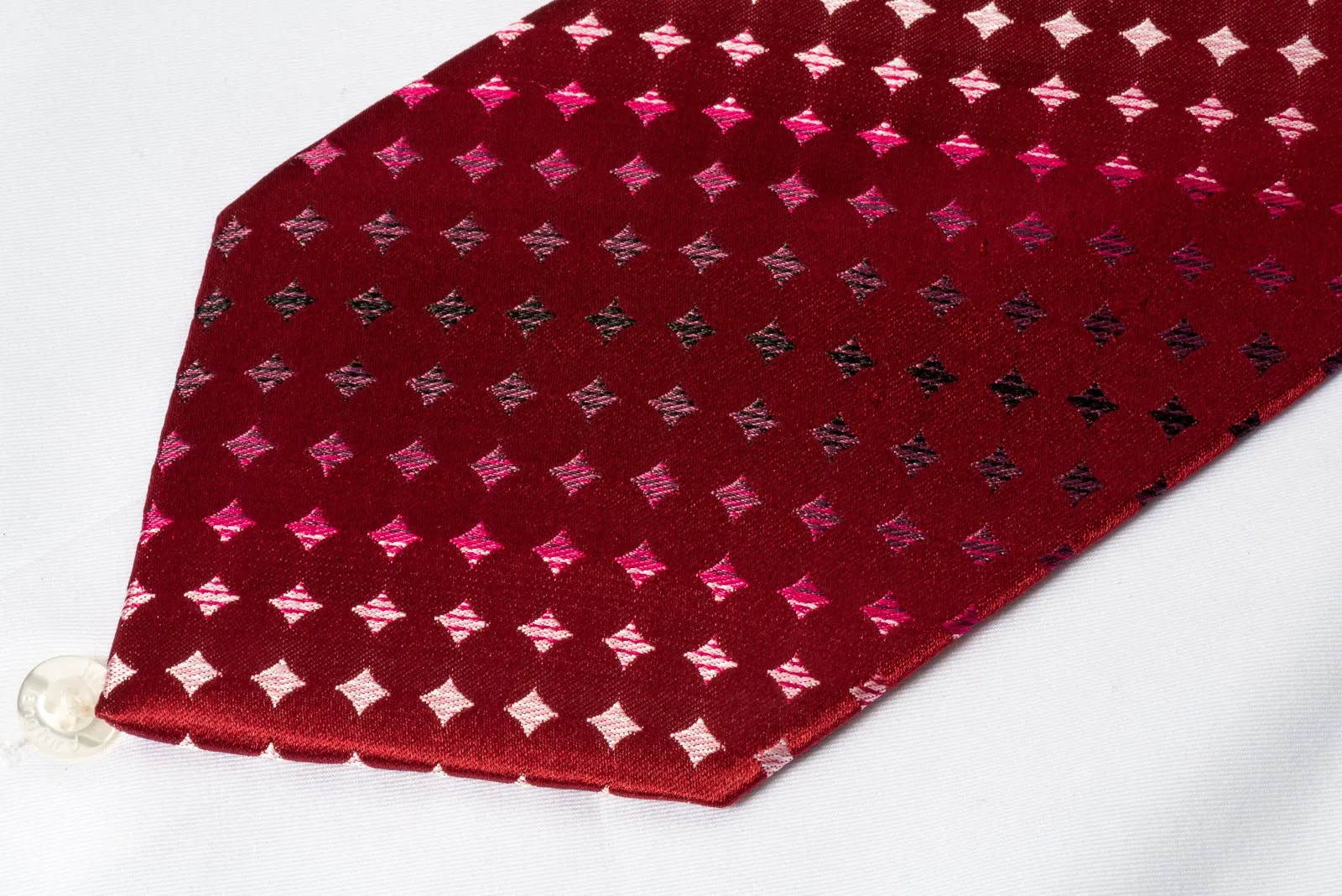 Daniel Hechter Silk Tie Checker On Burgundy With Rhinestones