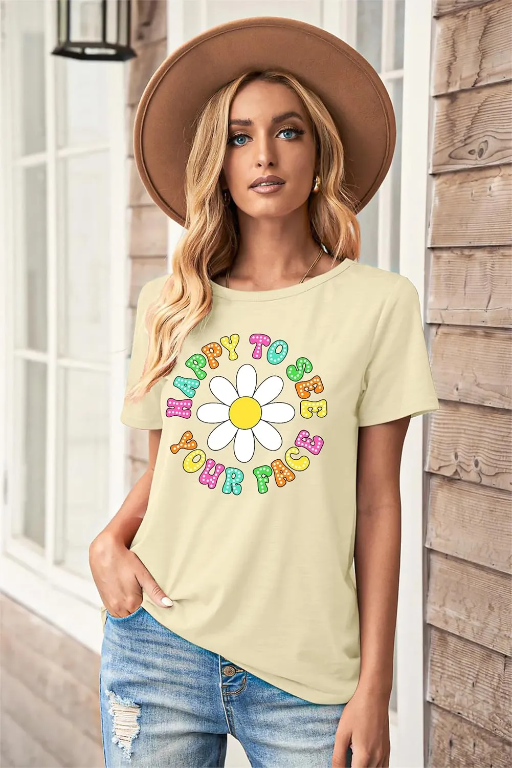 Happy to See Your Face Shirt: Women Funny Teacher T-Shirt First Day of School Shirts Groovy Back to School Tee Top