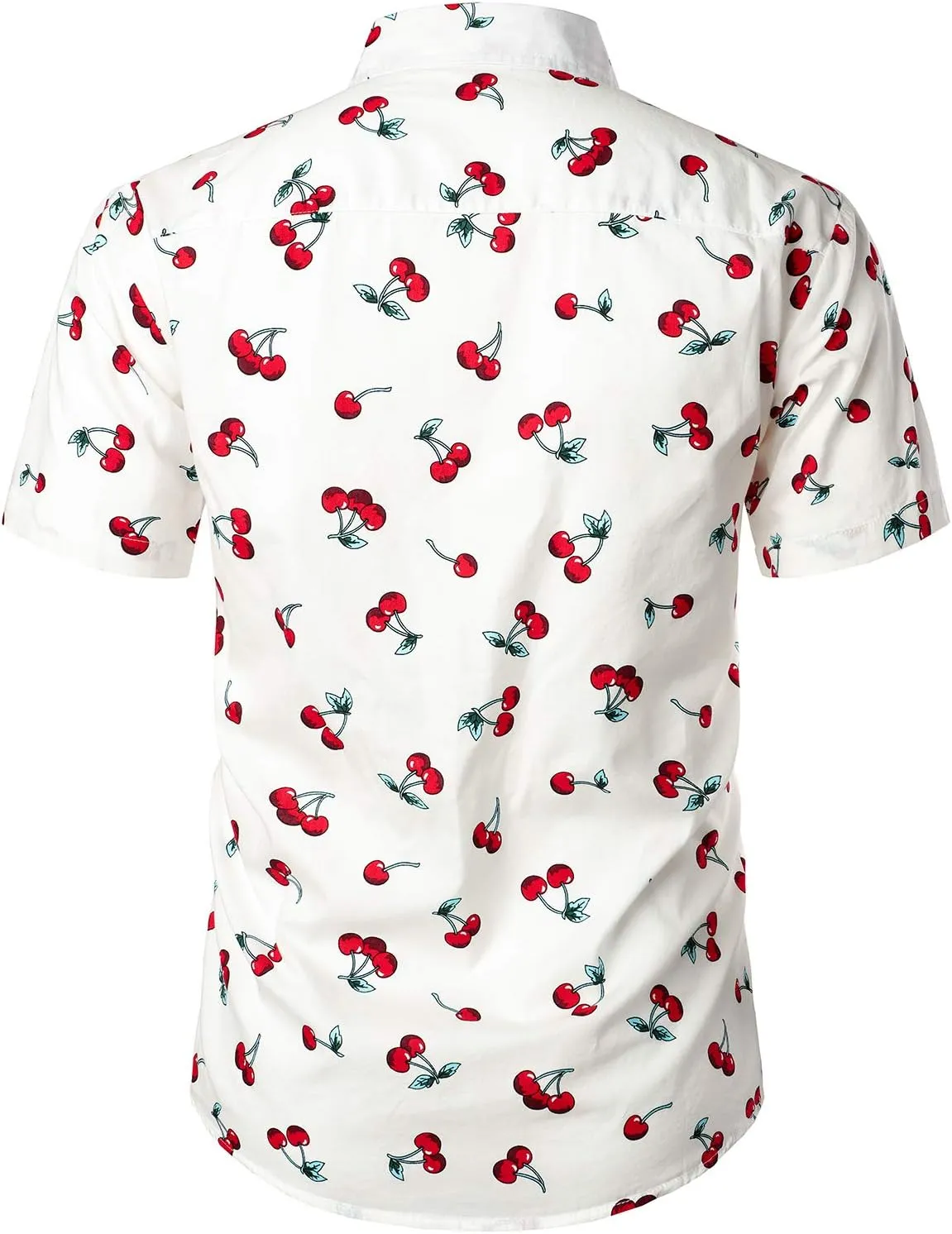 JOGAL Men's Cotton Button Down Short Sleeve Hawaiian Shirt