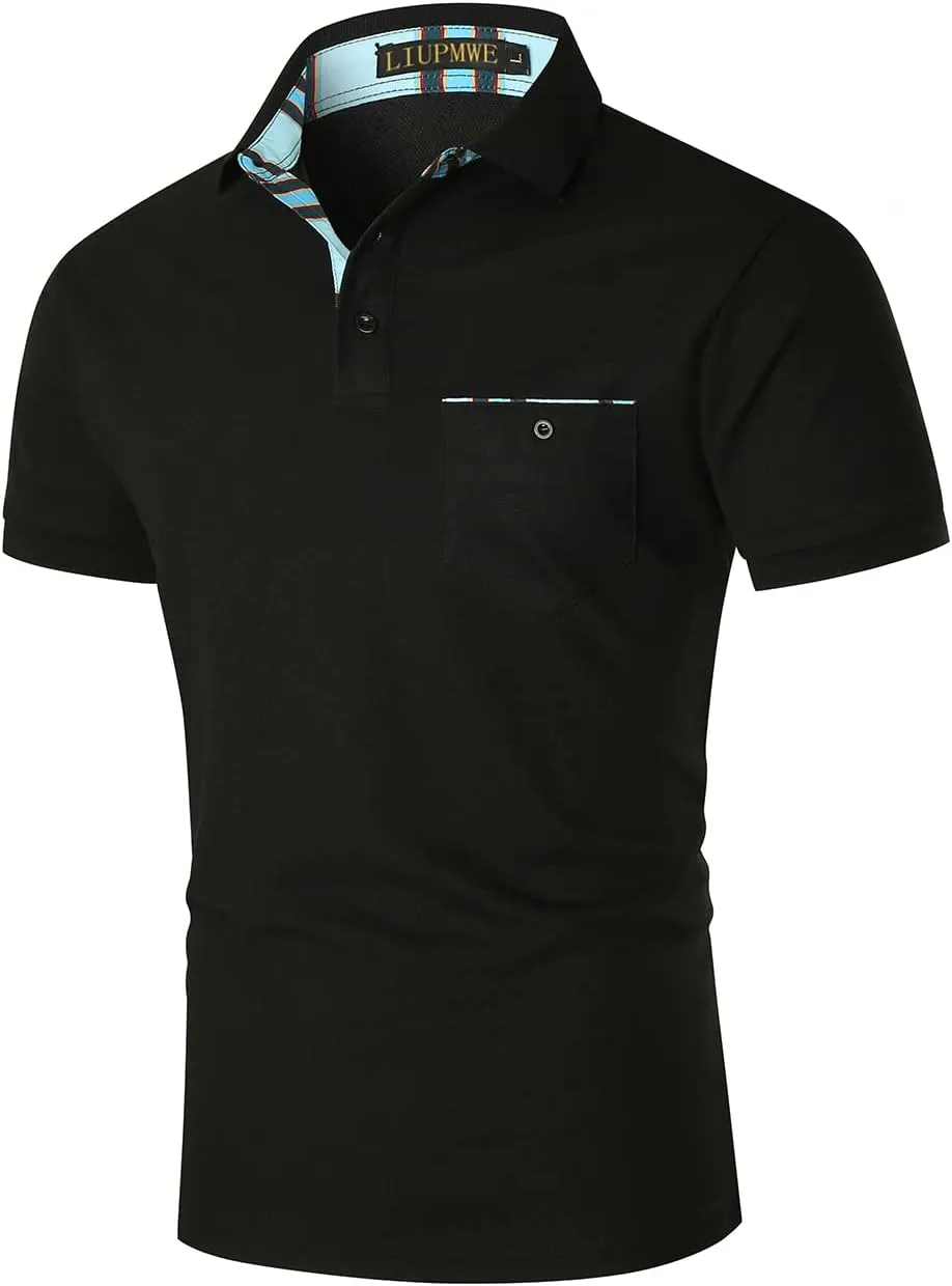 LIUPMWE Mens Polo Shirts Short Sleeve Shirts for Men Casual Cotton Collared T Shirt Golf Shirts Stylish Tops