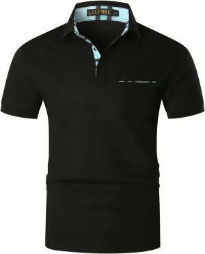LIUPMWE Mens Polo Shirts Short Sleeve Shirts for Men Casual Cotton Collared T Shirt Golf Shirts Stylish Tops