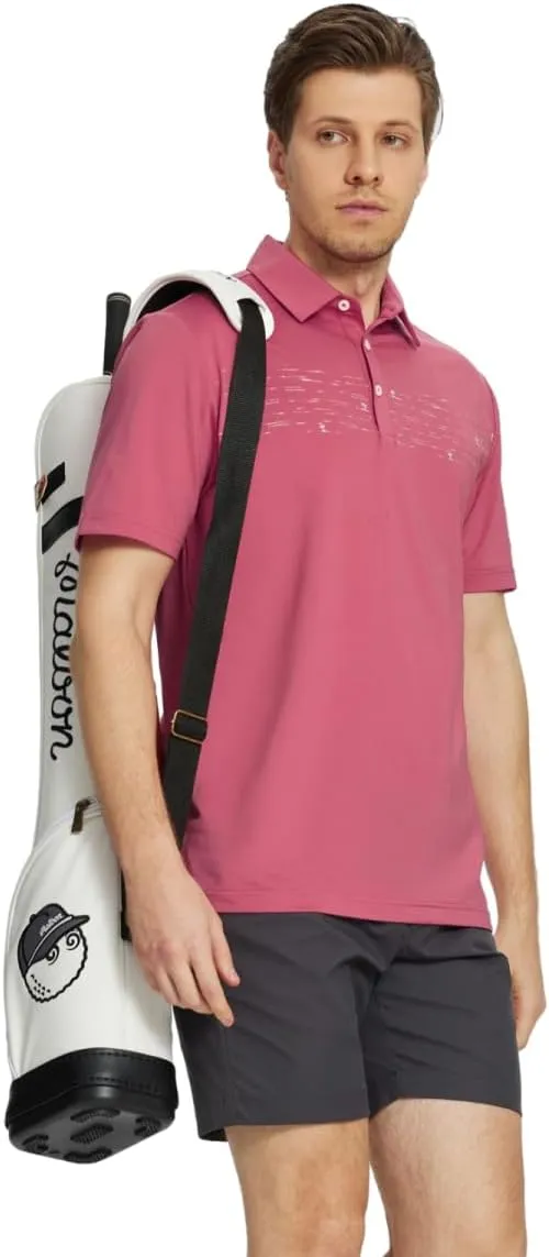 M MAELREG Golf Shirts for Men Quick Dry Short Sleeve Casual Stylish Moisture Wicking Chest Print Collared Mens Polo Shirts