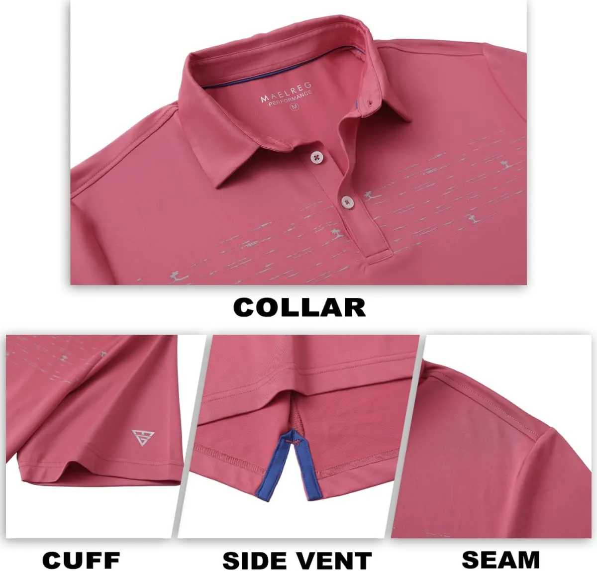 M MAELREG Golf Shirts for Men Quick Dry Short Sleeve Casual Stylish Moisture Wicking Chest Print Collared Mens Polo Shirts