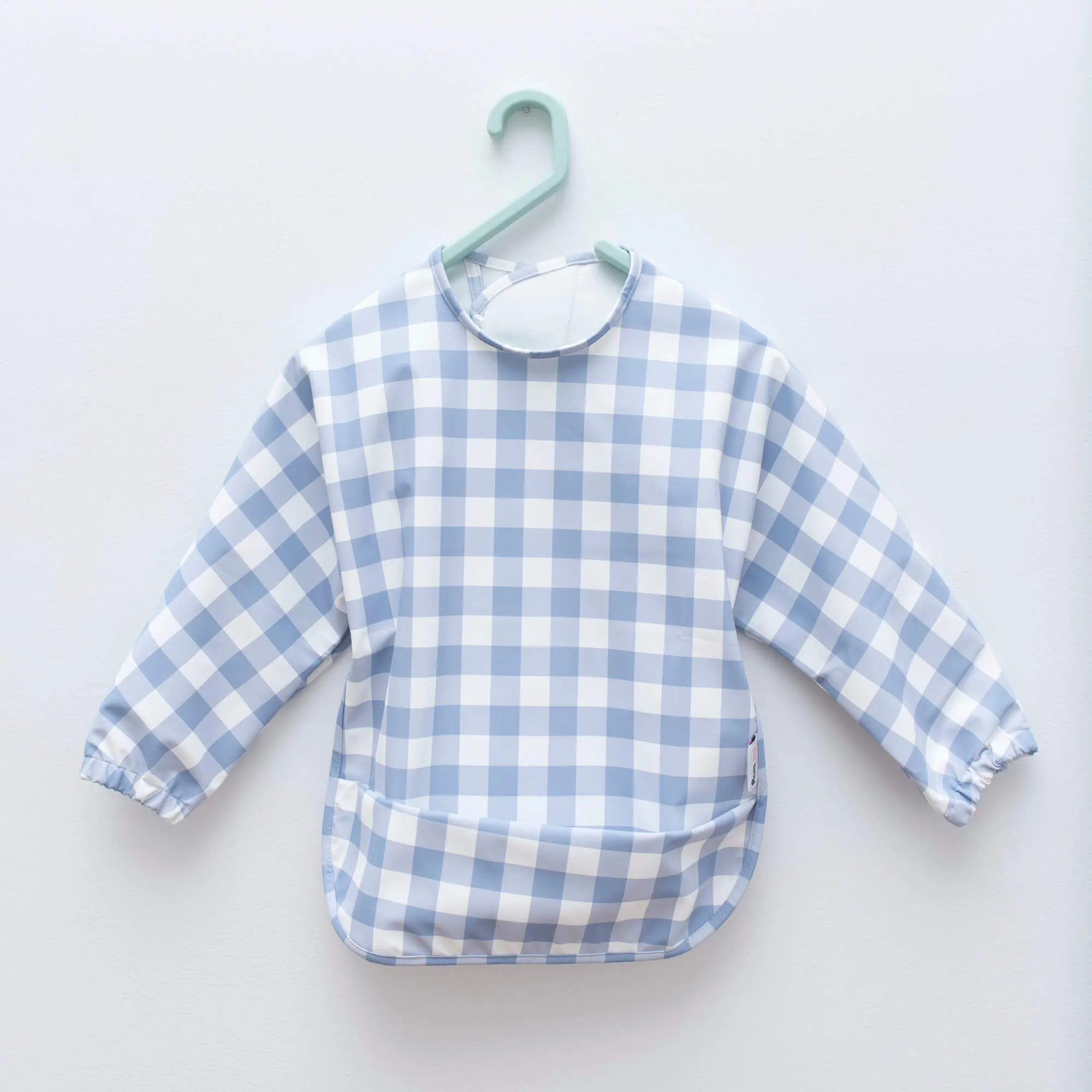 Messie Smock Bib – Blue Gingham (Baby & Toddler)