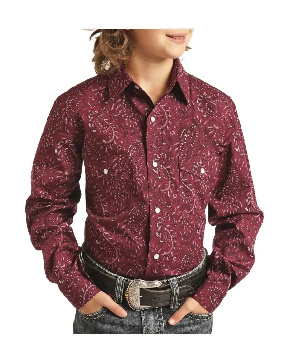 Panhandle Slim Boy's Feather Paisley Snap Shirt