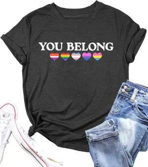 Pride Shirts for Women Human LGBT T-Shirt Rainbow Graphic Tee Shirt LGBTQ Equality Blouse Tops