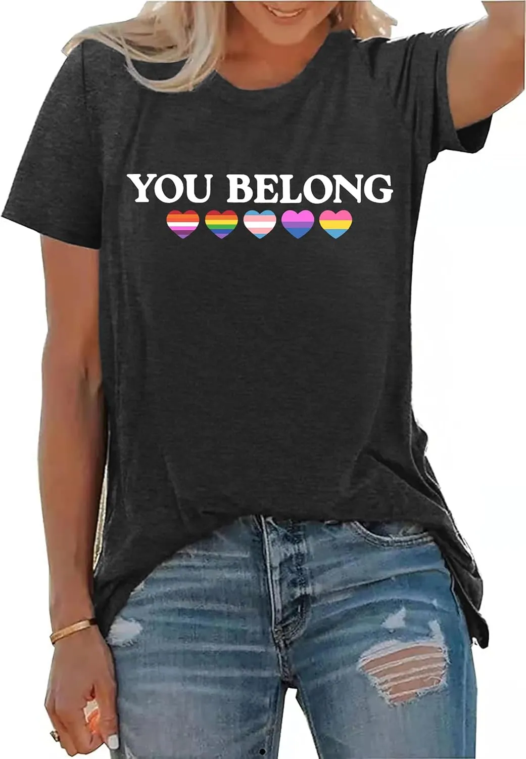 Pride Shirts for Women Human LGBT T-Shirt Rainbow Graphic Tee Shirt LGBTQ Equality Blouse Tops