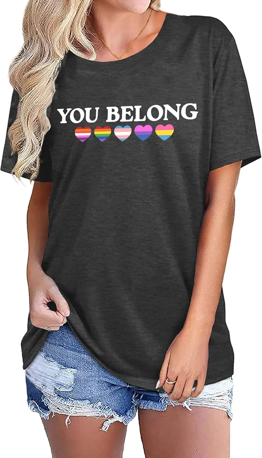 Pride Shirts for Women Human LGBT T-Shirt Rainbow Graphic Tee Shirt LGBTQ Equality Blouse Tops