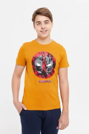 Senior Boys Mustard Deadpool T-Shirt