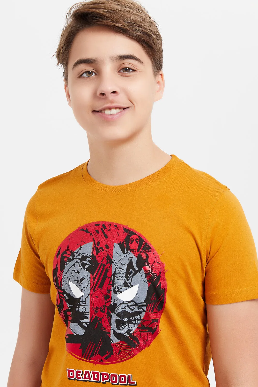 Senior Boys Mustard Deadpool T-Shirt