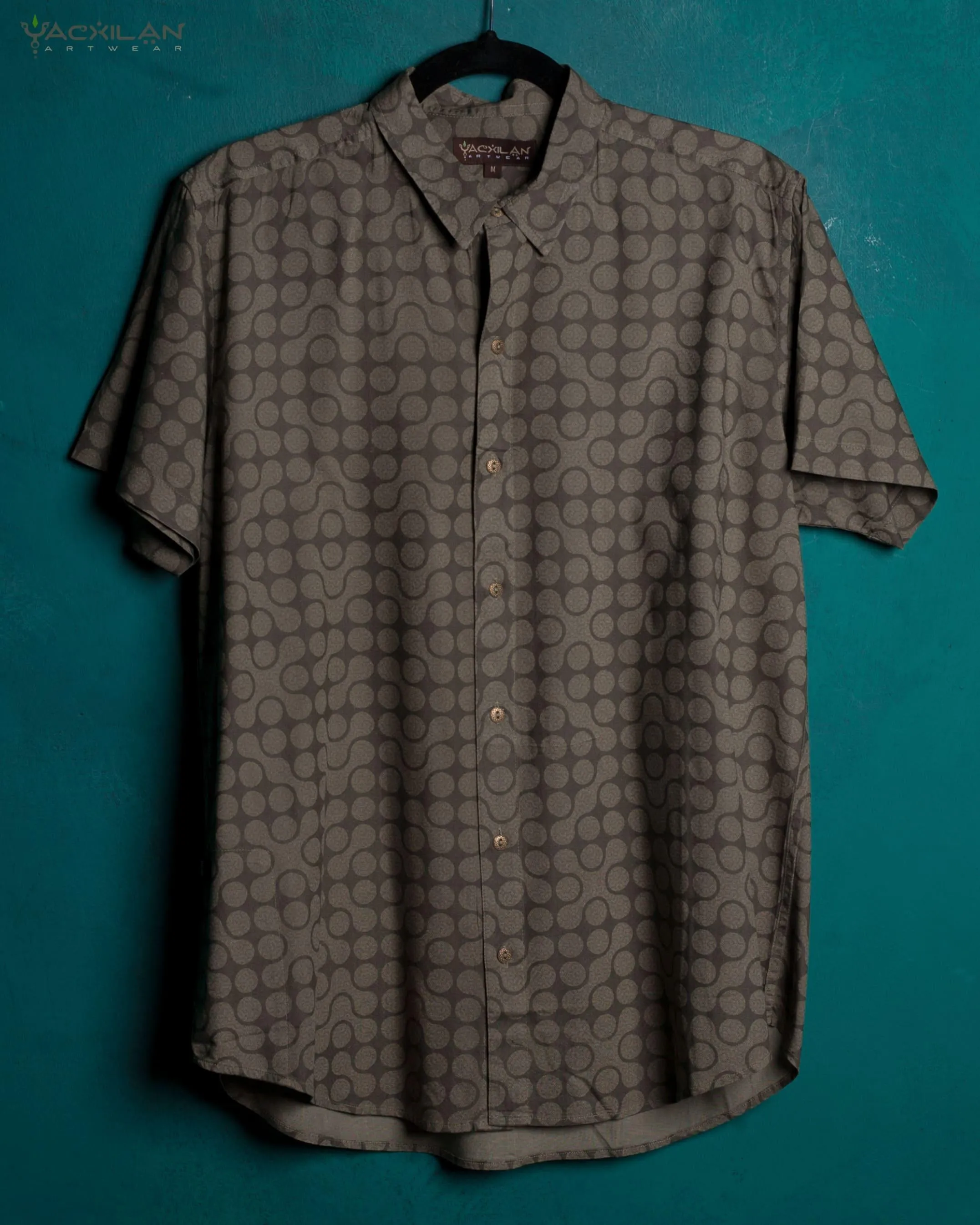 Shirt Men Half Sleeves / Viscose - Screenprint - Sand TETRIS