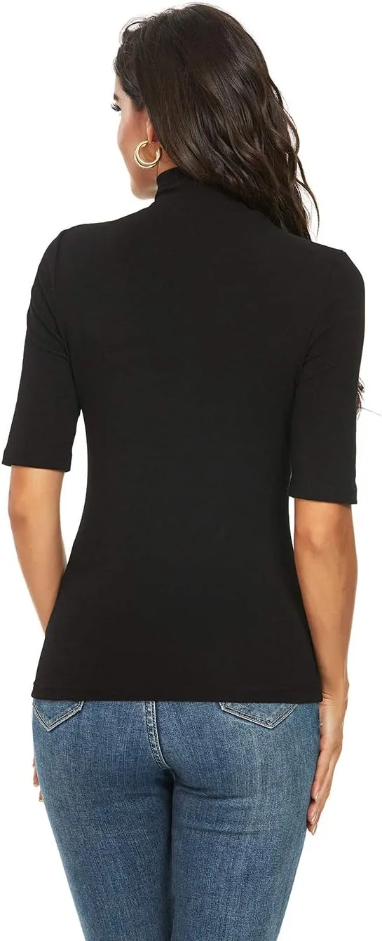 Short Sleeve Mock Turtleneck for Women Dressy Casual Business Tops Summer Cute Tshirts Shirts Blouses
