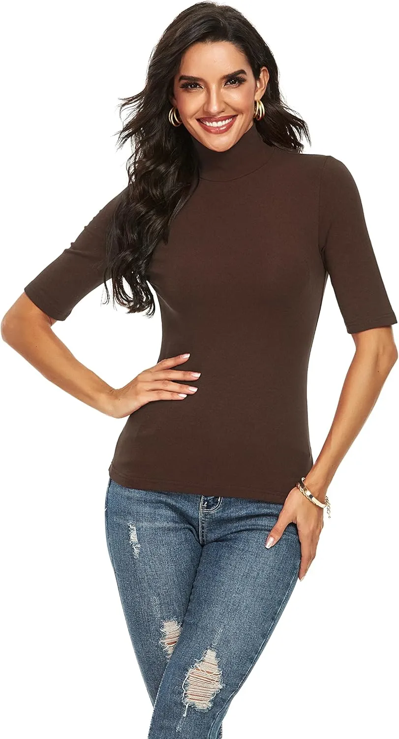 Short Sleeve Mock Turtleneck for Women Dressy Casual Business Tops Summer Cute Tshirts Shirts Blouses