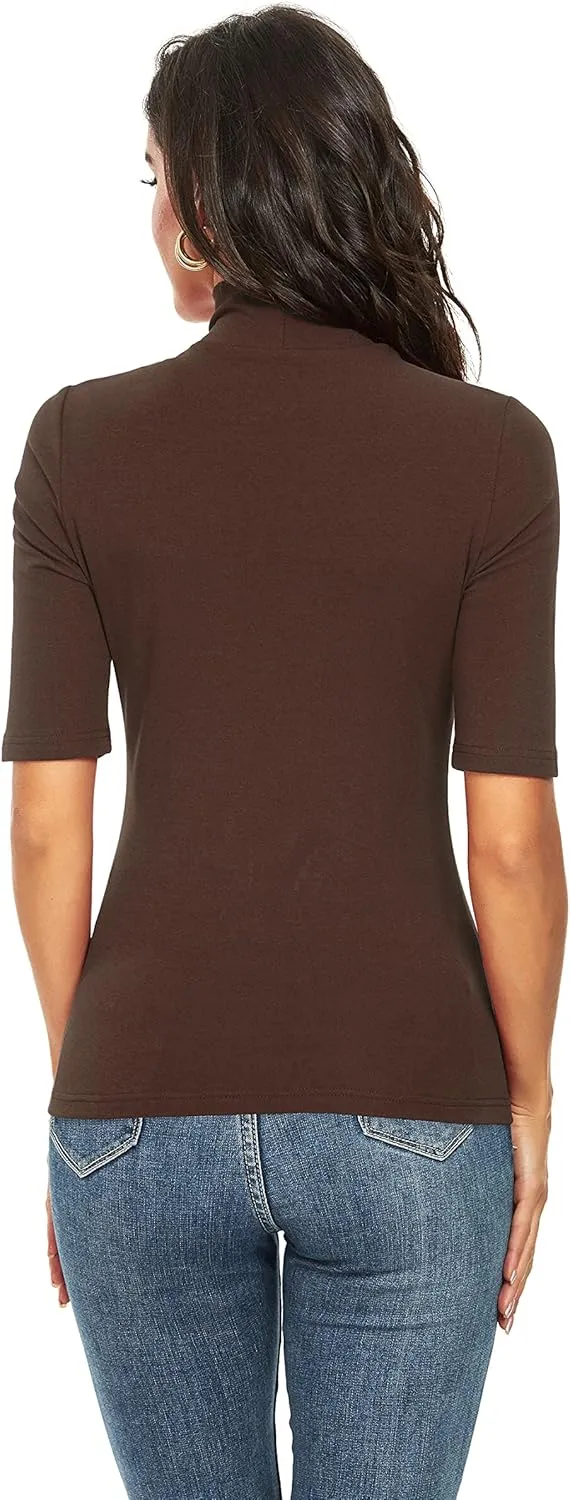 Short Sleeve Mock Turtleneck for Women Dressy Casual Business Tops Summer Cute Tshirts Shirts Blouses