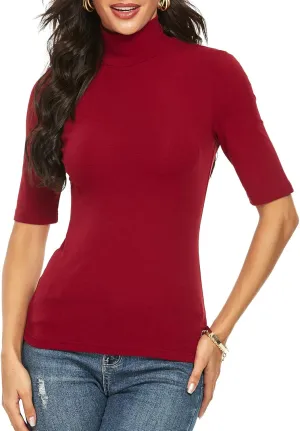 Short Sleeve Mock Turtleneck for Women Dressy Casual Business Tops Summer Cute Tshirts Shirts Blouses