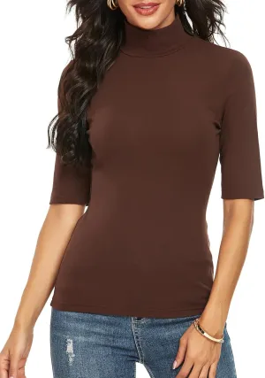Short Sleeve Mock Turtleneck for Women Dressy Casual Business Tops Summer Cute Tshirts Shirts Blouses