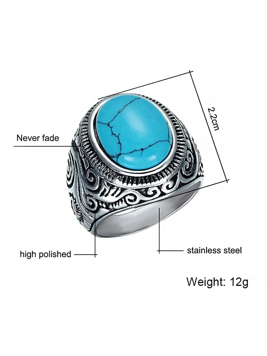 Yellow Chimes Rings for Men Stylish Smooth Finished Steel Black Silver Blue Stoned Multicolor Band Ring for Men and Boys